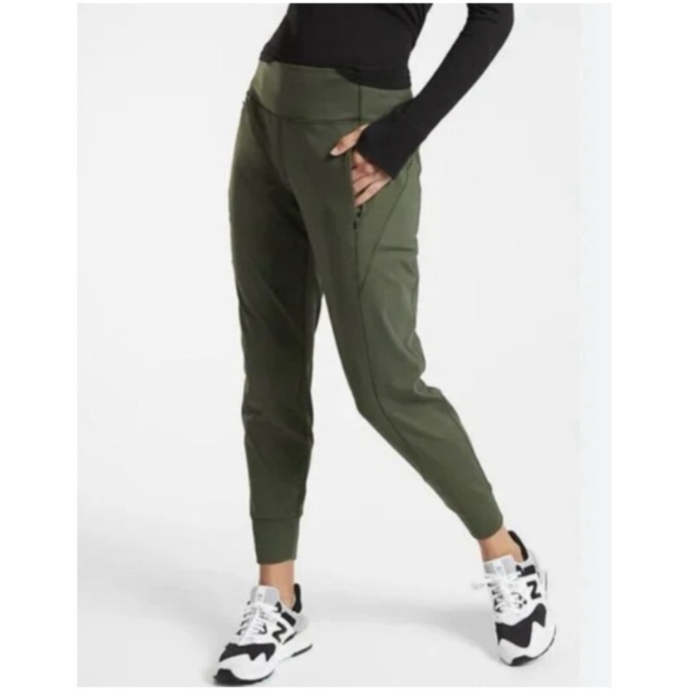 Athleta Olive Green High Rise Zip Pocket Distance Jogger Pants S